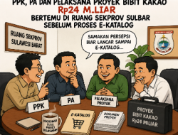 PPK, PA dan Pelaksana Proyek Bibit Kakao Rp24 Miliar Bertemu di Ruang Sekprov Sulbar Sebelum Proses E-Katalog